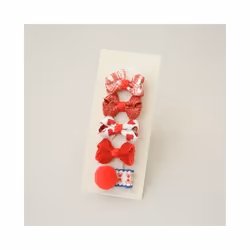 5Pcs/Lot Children's Headwear  Baby Hair Accessories  Clip Bows For Girls All Cloth Hairpin - Red