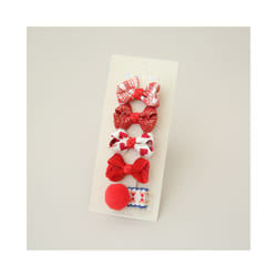 5Pcs/Lot Children's Headwear  Baby Hair Accessories  Clip Bows For Girls All Cloth Hairpin - Red