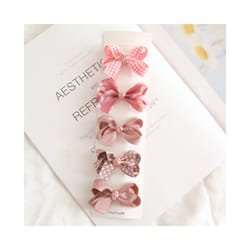 5Pcs/Lot Children's Headwear  Baby Hair Accessories  Clip Bows For Girls All Cloth Hairpin - Fuchsia