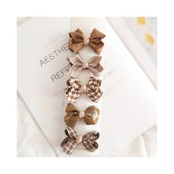 5Pcs/Lot Children's Headwear  Baby Hair Accessories  Clip Bows For Girls All Cloth Hairpin - Brown