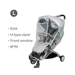 EVA Baby Stroller Accessories Waterproof Rain Cover Transparent Wind Dust Shield Zipper Open For Pushchairs Raincoat - EVA-U open-Gray-L