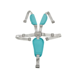 Baby Harness For Pushchair Dinner Chair Highchair 5 Points Safety Belt Length Adjust PU Leather Shoulder Crotch PAD Universal - light blue