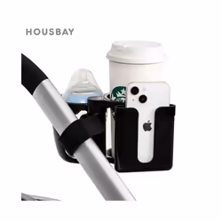 Stroller Cup Holder Phone Support Milk Bottle Drink Cup Holder Conversion 2 Cups For Universal Pram Baby Stroller Accessories - black