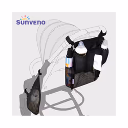 Sunveno Baby Stroller Organizer Bag Infant Pram Cart Storage Bag with Baby Trolley Bag Carriage Bag Stroller Accessories - Black