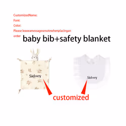 2Pcs/Set Personalized Baby Name Muslin For Baby Accessories Newborn Blankets And Cloths Burp Cloth Custom Baby Bib Girl - Name customized, 2pieceB