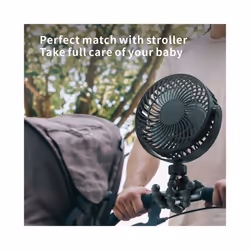 Portable Small Stroller Fan With Flexible Tripod Clip USB Rechargeable Handheld Cooling Fan For Travel Car Seat Camping - black
