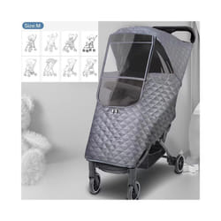 Universal Waterproof Winter Thicken RainCover Pushchairs Raincoat Full Cover Wind Dust Shield for Baby Stroller Accessories - Grey-M Windcover