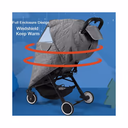 Universal Waterproof Winter Thicken RainCover Pushchairs Raincoat Full Cover Wind Dust Shield for Baby Stroller Accessories - Grey-M Windcover