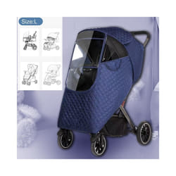 Universal Waterproof Winter Thicken RainCover Pushchairs Raincoat Full Cover Wind Dust Shield for Baby Stroller Accessories - Blue-L Windcover