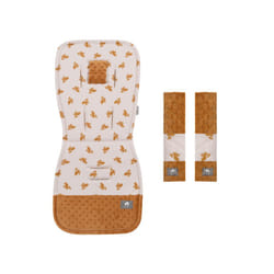 Stroller Cushion & Seat Belt Cover 2Pcs/Set Universal Baby Pram Seat Pad Soft Kids Pushchair Car Mat Stroller Accessories - wheat