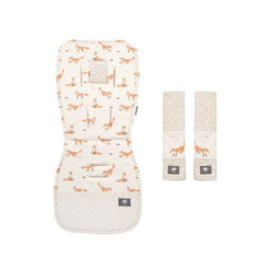 Stroller Cushion & Seat Belt Cover 2Pcs/Set Universal Baby Pram Seat Pad Soft Kids Pushchair Car Mat Stroller Accessories - fox