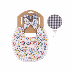 Baby Boys Girls Bibs & Headband Floral PrintS Tassel Dinner Saliva Towel Vintage Double Side Feeding Bibs  Kids Hair Accessor ...