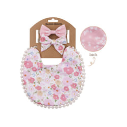 Baby Boys Girls Bibs & Headband Floral PrintS Tassel Dinner Saliva Towel Vintage Double Side Feeding Bibs  Kids Hair Accessories - Gold
