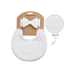 Baby Boys Girls Bibs & Headband Floral PrintS Tassel Dinner Saliva Towel Vintage Double Side Feeding Bibs  Kids Hair Accessories - black
