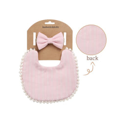 Baby Boys Girls Bibs & Headband Floral PrintS Tassel Dinner Saliva Towel Vintage Double Side Feeding Bibs  Kids Hair Accessories - Ivory