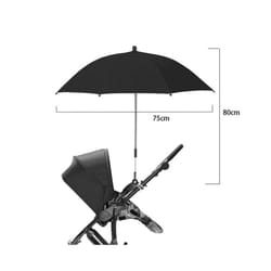UV Protection Baby Stroller Umbrella With Clamp Universal Sunscree Rainproof Stroller Cover Umbrella  Baby Stroller Accessories - Black-75cm