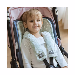 Stroller Cushion & Head Pillow & Seat Belt Cover 3Pcs/Set Universal Pram Pad Soft Cotton Double Sides Usable Baby Accessories - grass