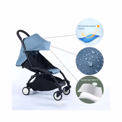 175 Sunshade &Seat Cushion for Yoyo/Yoyo2/Yoya 2Pcs/Set Hood &Mattress with Stroge Bag Breathable Mesh Stroller Accessories - 2pcs black