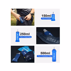 Outdoor Collapsible Silicone Bite Size Water Bottle Running Camping Hiking Travel Convenient Water Bottle - light blue-150ml