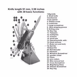 17 in 1 Multi tool Pocket Knife Portable Folding knife Stainless Steel Pocket Camping Pliers Knife Multifunctional Folding - Black