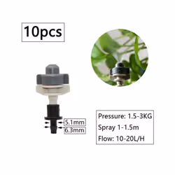1/4inch Misting Nozzle Dripper Watering Sprayer Atomizing Sprinkler Garden Irrigation System With Hose Tee Barb Thread Connec ...
