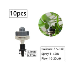 1/4inch Misting Nozzle Dripper Watering Sprayer Atomizing Sprinkler Garden Irrigation System With Hose Tee Barb Thread Connector - V