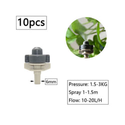 1/4inch Misting Nozzle Dripper Watering Sprayer Atomizing Sprinkler Garden Irrigation System With Hose Tee Barb Thread Connector - U
