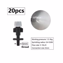 1/4inch Misting Nozzle Dripper Watering Sprayer Atomizing Sprinkler Garden Irrigation System With Hose Tee Barb Thread Connec ...