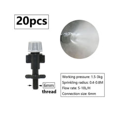 1/4inch Misting Nozzle Dripper Watering Sprayer Atomizing Sprinkler Garden Irrigation System With Hose Tee Barb Thread Connector - C