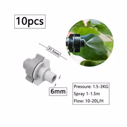 1/4inch Misting Nozzle Dripper Watering Sprayer Atomizing Sprinkler Garden Irrigation System With Hose Tee Barb Thread Connec ...