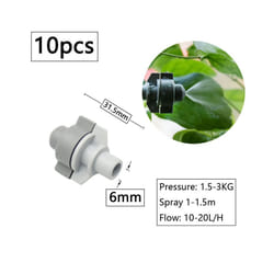 1/4inch Misting Nozzle Dripper Watering Sprayer Atomizing Sprinkler Garden Irrigation System With Hose Tee Barb Thread Connector - M
