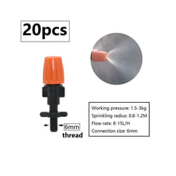 1/4inch Misting Nozzle Dripper Watering Sprayer Atomizing Sprinkler Garden Irrigation System With Hose Tee Barb Thread Connector - G