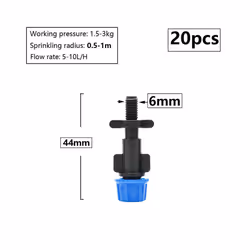 1/4inch Misting Nozzle Dripper Watering Sprayer Atomizing Sprinkler Garden Irrigation System With Hose Tee Barb Thread Connec ...