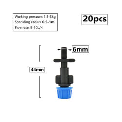 1/4inch Misting Nozzle Dripper Watering Sprayer Atomizing Sprinkler Garden Irrigation System With Hose Tee Barb Thread Connector - S