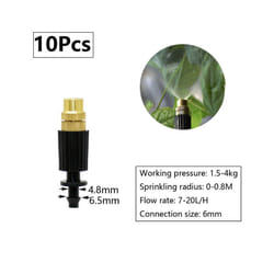 1/4inch Misting Nozzle Dripper Watering Sprayer Atomizing Sprinkler Garden Irrigation System With Hose Tee Barb Thread Connector - J