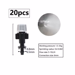 1/4inch Misting Nozzle Dripper Watering Sprayer Atomizing Sprinkler Garden Irrigation System With Hose Tee Barb Thread Connec ...