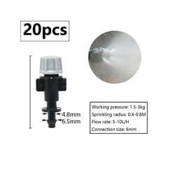 1/4inch Misting Nozzle Dripper Watering Sprayer Atomizing Sprinkler Garden Irrigation System With Hose Tee Barb Thread Connector - B