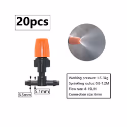 1/4inch Misting Nozzle Dripper Watering Sprayer Atomizing Sprinkler Garden Irrigation System With Hose Tee Barb Thread Connec ...