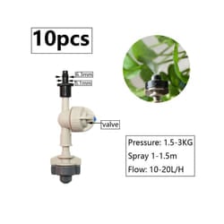 1/4inch Misting Nozzle Dripper Watering Sprayer Atomizing Sprinkler Garden Irrigation System With Hose Tee Barb Thread Connector - W