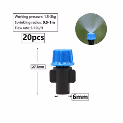 1/4inch Misting Nozzle Dripper Watering Sprayer Atomizing Sprinkler Garden Irrigation System With Hose Tee Barb Thread Connec ...