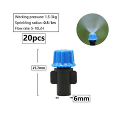1/4inch Misting Nozzle Dripper Watering Sprayer Atomizing Sprinkler Garden Irrigation System With Hose Tee Barb Thread Connector - Q