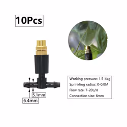 1/4inch Misting Nozzle Dripper Watering Sprayer Atomizing Sprinkler Garden Irrigation System With Hose Tee Barb Thread Connec ...