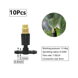 1/4inch Misting Nozzle Dripper Watering Sprayer Atomizing Sprinkler Garden Irrigation System With Hose Tee Barb Thread Connector - L