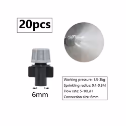 1/4inch Misting Nozzle Dripper Watering Sprayer Atomizing Sprinkler Garden Irrigation System With Hose Tee Barb Thread Connector - L