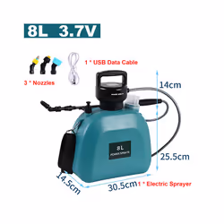 Electric Battery Sprayer Gardening Watering Flowers Can Agricultural Disinfecting 2000mAh Powerful Battery Spray - Green-8L-3 ...