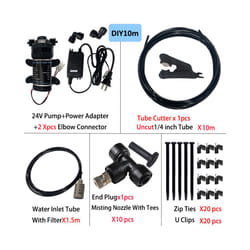New Quiet Garden Water Mist Spray Electric Electric Diaphragm Pump Kit Greenhouse Irrigation Outdoor Misting Cooling System - DIY 10m slip