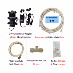 New Quiet Garden Water Mist Spray Electric Electric Diaphragm Pump Kit Greenhouse Irrigation Outdoor Misting Cooling System - ...