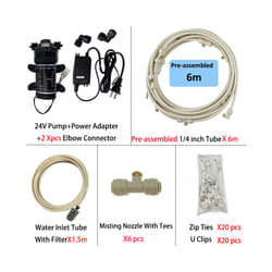 New Quiet Garden Water Mist Spray Electric Electric Diaphragm Pump Kit Greenhouse Irrigation Outdoor Misting Cooling System - 6m brass B
