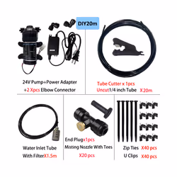 New Quiet Garden Water Mist Spray Electric Electric Diaphragm Pump Kit Greenhouse Irrigation Outdoor Misting Cooling System - ...