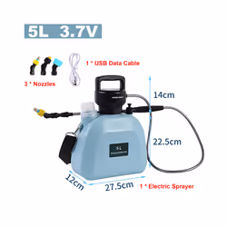 Electric Battery Sprayer Gardening Watering Flowers Can Agricultural Disinfecting 2000mAh Powerful Battery Spray - Blue-5L-3. ...